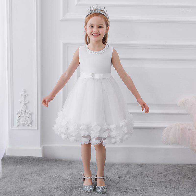 

2020 High Quality Beaded Fower Girl Dresses Tulle Knee Length Toddler Kids Pageant Dresses1, Dark red-l5106