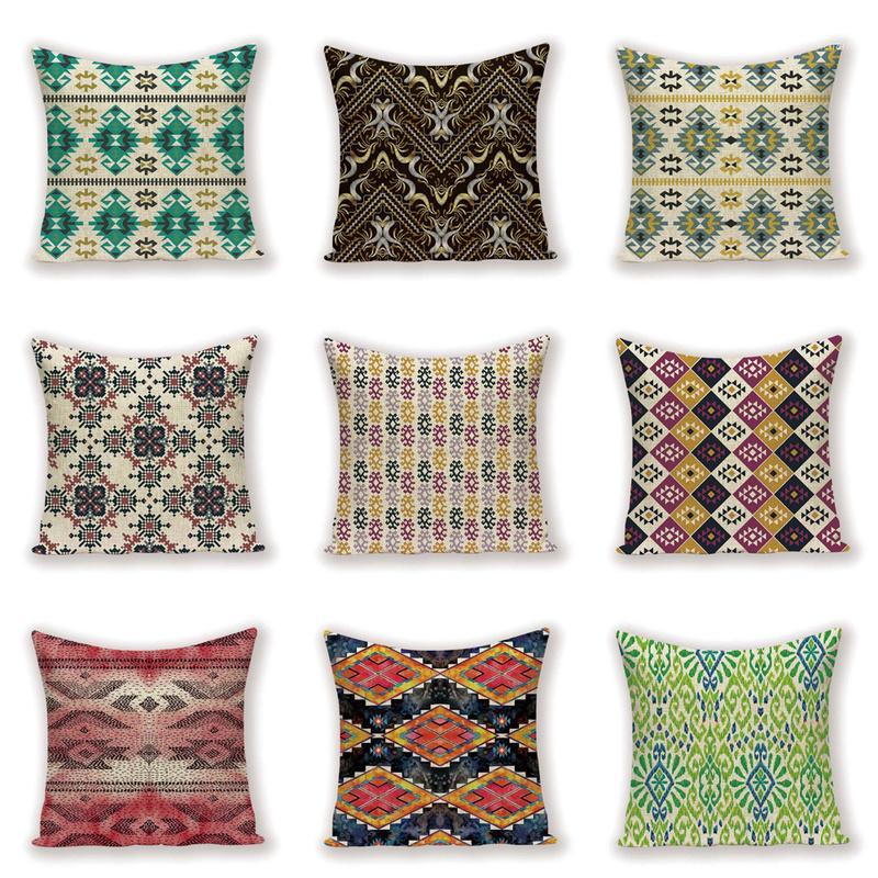 

Vintage Geometric Decorative Cushion Covers Abstract Stripe Case on The Pillow Floral Cushions Cover Decor Sofa Pillows1, L1385-9