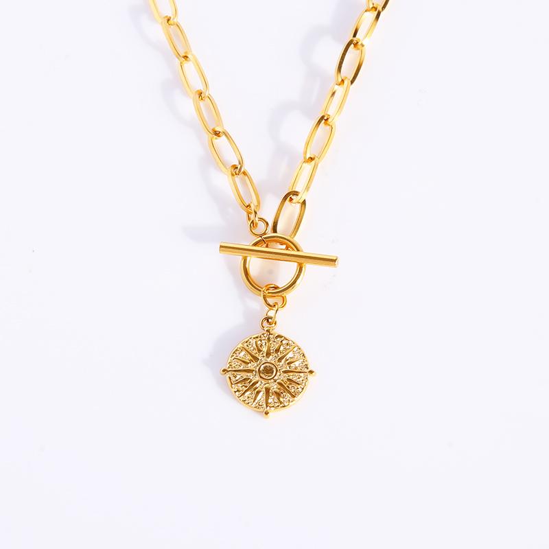 

Pendant Necklaces Sun Coin Necklace Stainless Steel For Women Choker Gold/Silver Color Metal Medallion