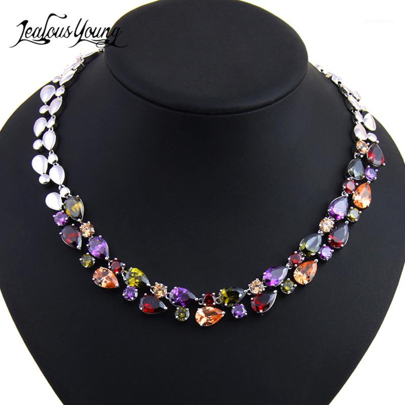 

Luxury Mona Lisa Multicolor Cubic Zirconia Stone Necklace Pendant for Women Statement Necklace Jewelry Christmas Gifts AN0281