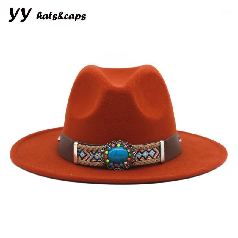 

YY Blue Stone Ribbon Fedora Hats Winter Warm Felt Caps Women Vintage Trilby Hat Men Big Head Circumference Fedora FD0171, Armygreen fedora cap