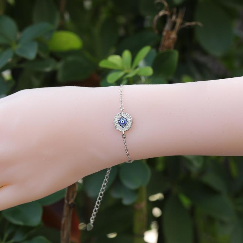 

JUWANG New Fashion DIY Evil Eye Charm Bracelets Bangles For Women Gifts Adjustable Lobster Clasp Copper Chain Bracelets Jewelry