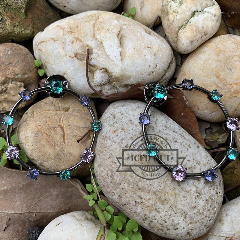 

mix multicolored crystal gemstone fashion women party jewelry big circle earrings1