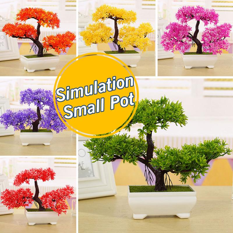 

Fake Green Pot Welcoming Pine Bonsai Artificial Flowers Simulation Artificial Potted Plant Ornament Home Decor, Yellow