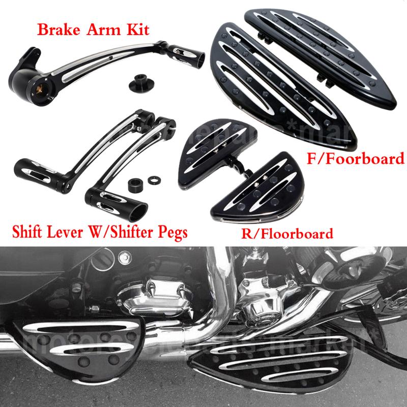 

NEW CNC Cut Rear & Front Floorboard Foot Peg Brake Arm Kit Shift Lever W/ Peg For Touring 2008-2013 2014 2020 2020