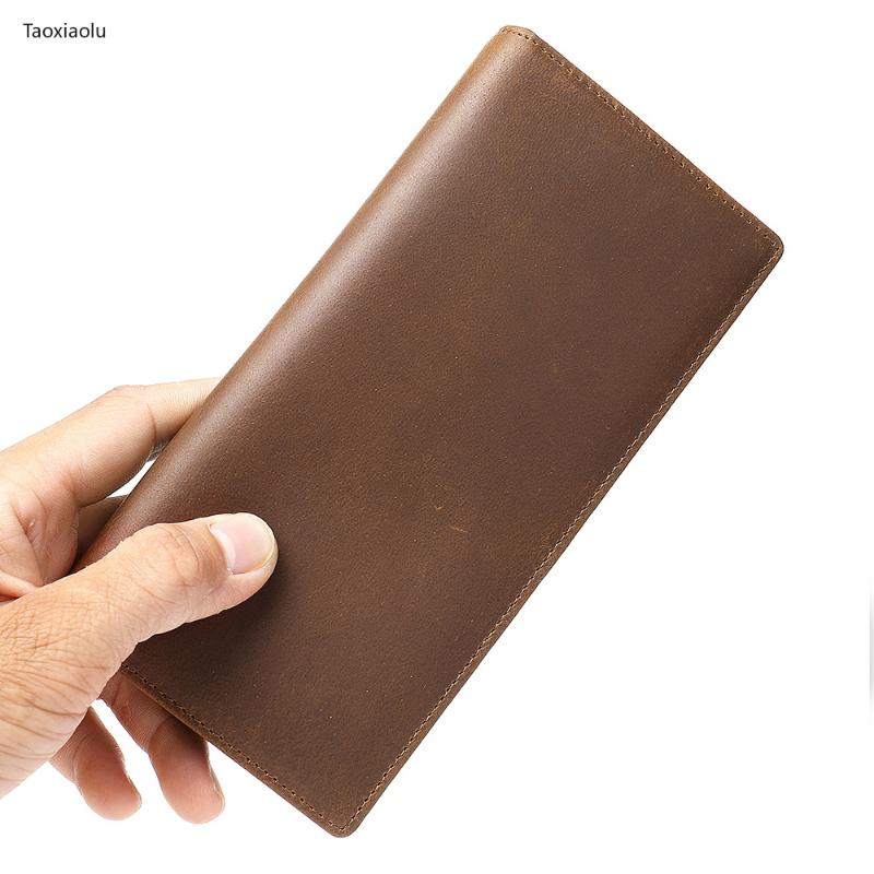 

Long Purse Bag Wallet Business Men's Thin Genuine Leather Wallet Design Handy Slim Male Walle, Brown