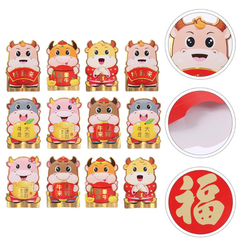 

36pcs Festival Gift Zodiac Ox Year Red Envelopes Money Bag (Assorted Color