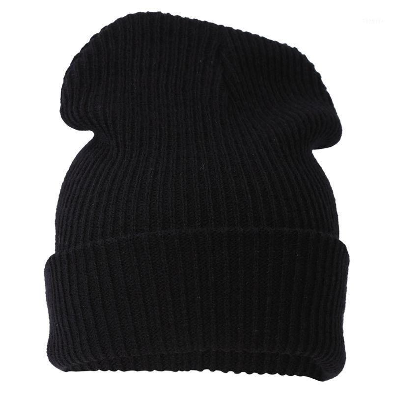 

Mens Women Hat Knitted Woolly Winter Oversized Slouch Beanie Hats Cap skateboard Black1