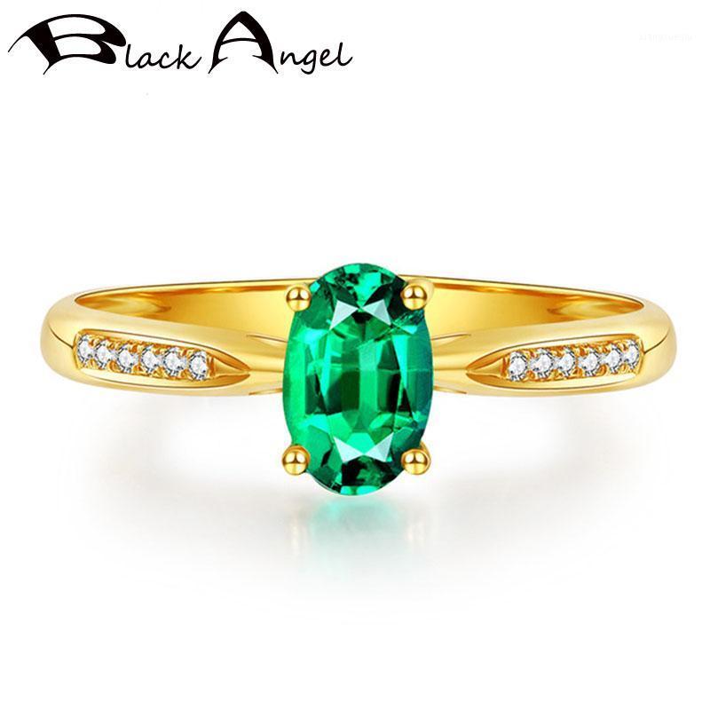 

Cluster Rings Silver 925 Luxury Emerald Gemstone Ring For Women Bride 24K Gold Adjustable Wedding Party Gift Jewelry Wholesale, Golden;silver