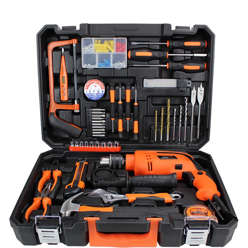

35-144pcs Electric Drill Toolbox Hardware Tool Set Household Lithium Hand Drill Impact Kit Phone Repair Woodworking Tools