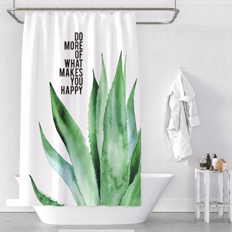 

Custom Made Shower Curtain Bathroom Curtain Partition + Hooks 1.2/1.5/1.8/2x1.8m 1.5x2m 1.8x2m 2x2m 2.4x2m Green Leaves White