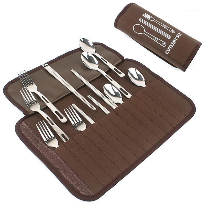 

Outdoor Picnic Camping Tableware Set 4 People Use Stainless Steel Fork Spoon Chopsticks Travel Office Lunch Cutlery Set1