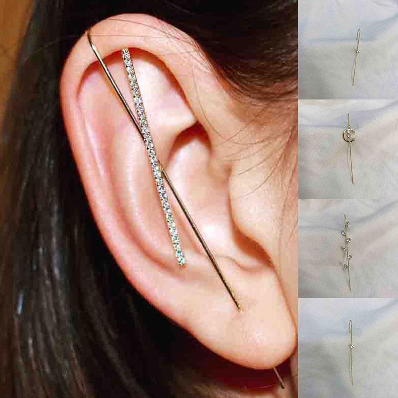 

Ear Wrap Crawler Hook Earring Hip Hop Stud Eardrop Multiple Styles Geometric Street Popular Women Crystal Piercing Ear Jewelry