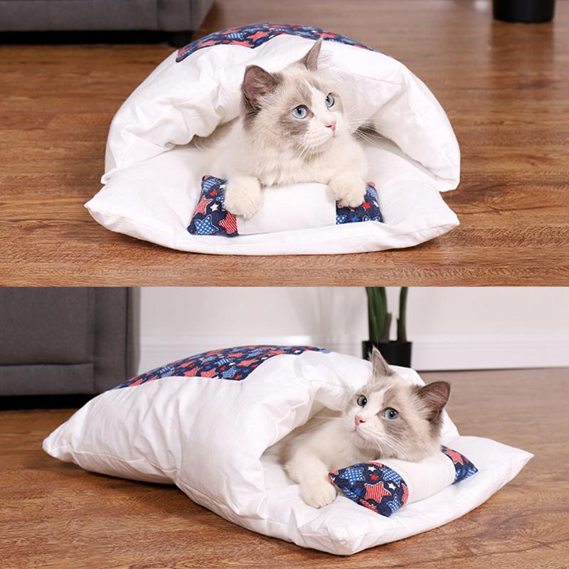 

Removable Cat Dog Bed Cat Sleeping Bag Sofas Mat Winter Warm Sleep House Small Pet Bed Puppy Kennel Nest Cushion Pet Products