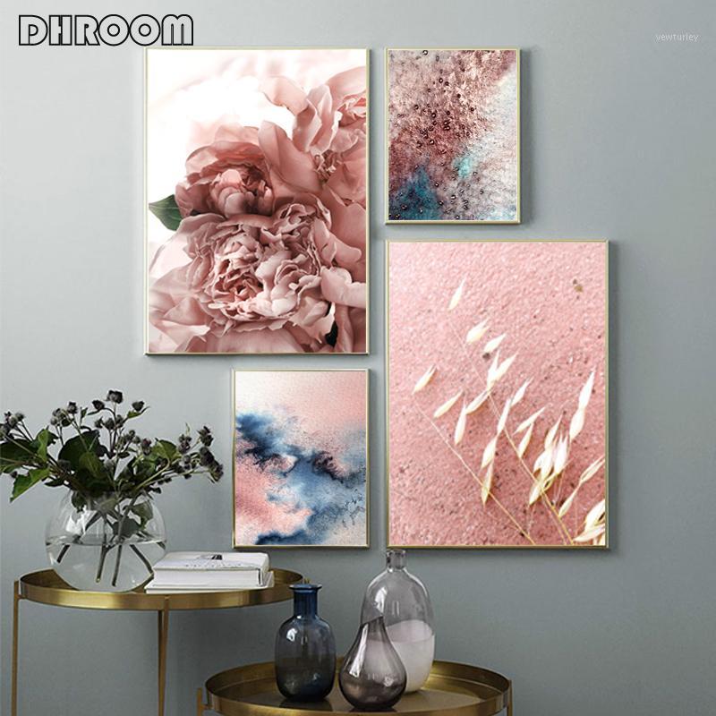 

Light Pink Wall Art Abstract Watercolor Canvas Painting Flower Poster and Print Modern Boho Decor Minimalist Pictures Home Decor1
