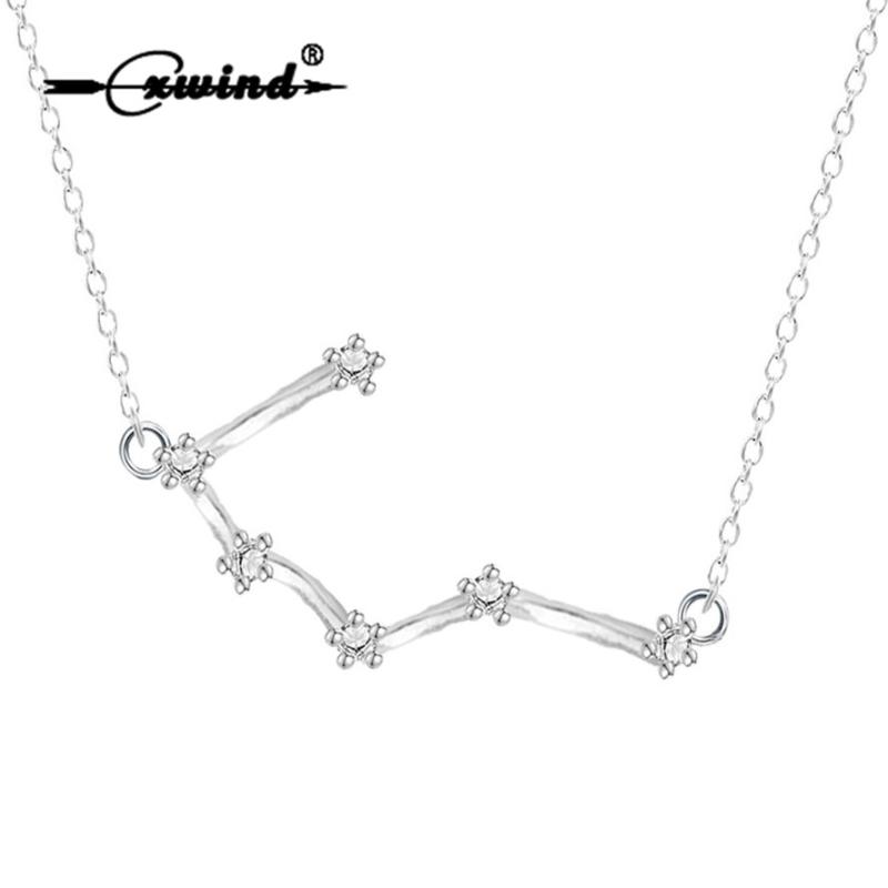 

Fashion Women Zodiac Jewelry Pendant & Necklace Zircon Constellation Cancer Zodiac Sign Necklaces Charm Clavicle Collar Gift