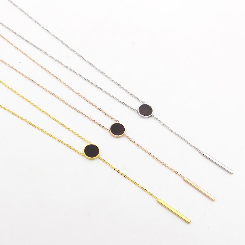 

Pendant Necklaces Fashion Love Cuboid Jewelry Stainless Steel Black Round Square Necklace Rose Gold Color Women Girl Gift