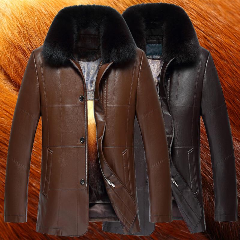 

Winter new style men's Fur Collar golden mink liner detachable sheepskin coat men's knick suit jacket man, See chart