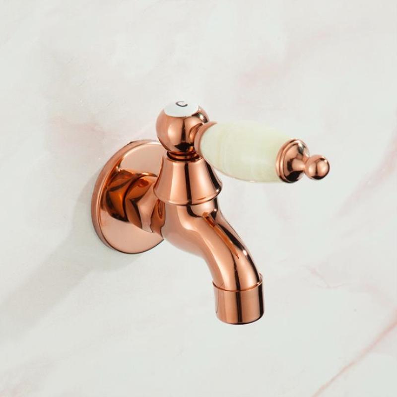 

Rose Gold Finish Design Brass Bibcock Faucet Tap Mop Pool Tap Bathroom Washing Machine Water Faucet Jade Handle Taps