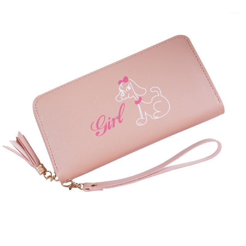 

2020 Cartoon dog cute Women's purses Leather Women's wallet long big capactity wallet ladies Zipper fashion for cards1, Black