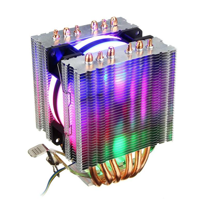 

6 Heat Pipe Cpu Cooler Led Fan 3 Line Cpu Fan Heatsink For 775/1150/1155/1156/1366 For Amd All