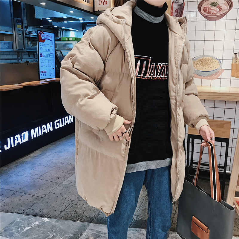 

Korean Style Long Coat Men's Parka Warm Fashion Casual Hooded Coat Men Overcoat Loose Winter Thick Oversize Jacket Mens Clothes, Brown