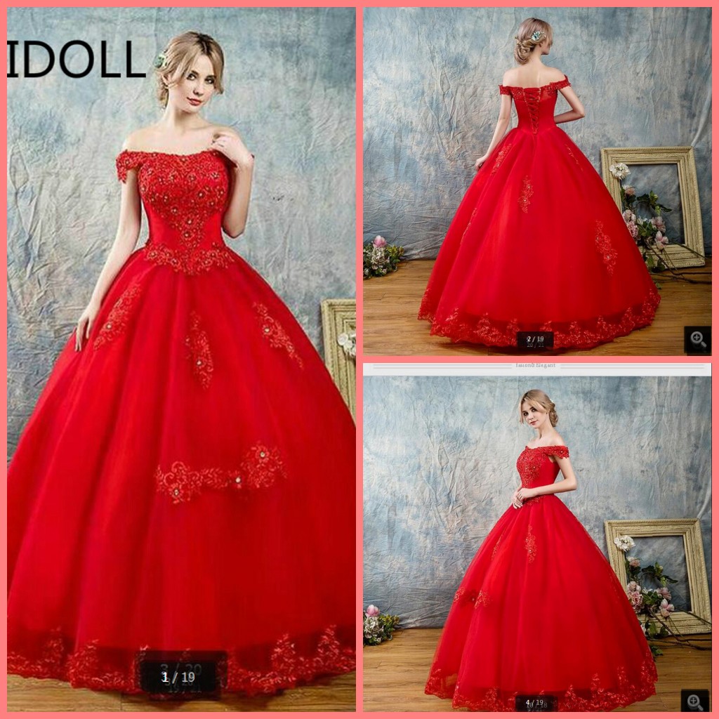 

2021 New Arrival red tulle ball gown wedding dresses off the shoulder lace appliques short sleeve wedding gowns best selling corset gowns, Black