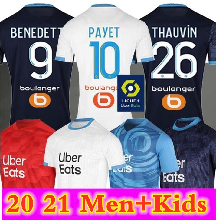 

Olympique De Marseille Maillot OM Soccer Jersey Men Kids Kit 2021 Maillot De Foot 20 21 PAYET BENEDETTO third KAMARA Football Shirt ÃLVARO, Black;yellow