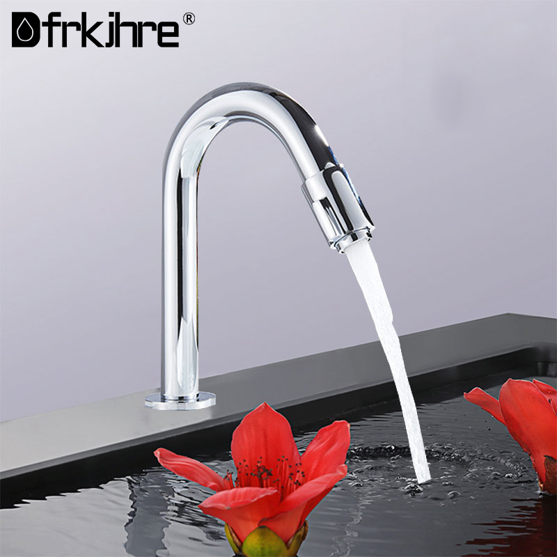 

Bathroom Deck Mounted Basin Sink Faucet Cold & Hot Hand Touch Tap Automatic Inflated Sensor Saving Inductive Electric Faucet