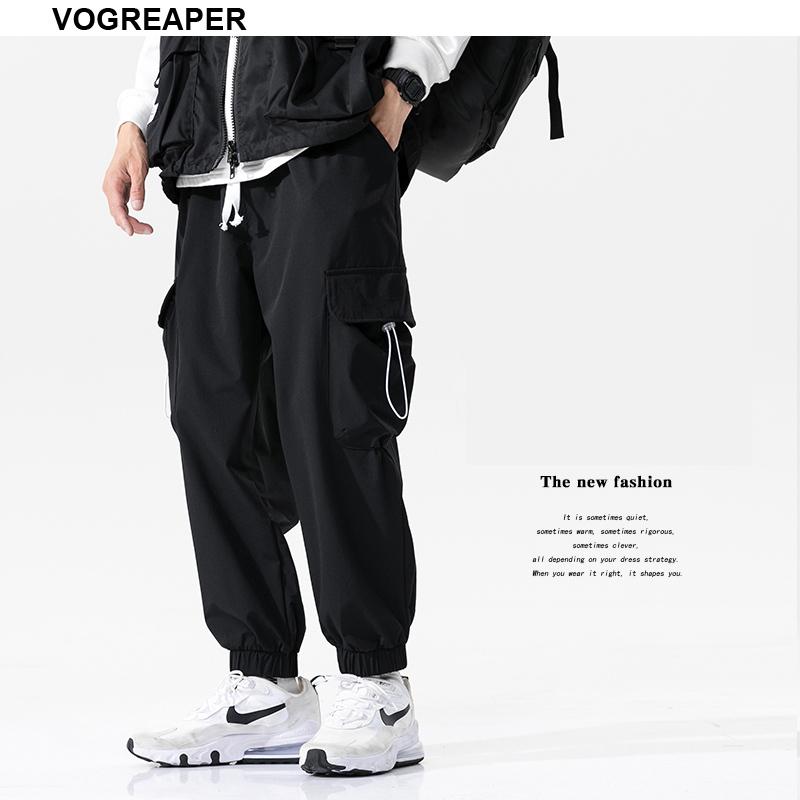 

Autumn New Men's Side Pockets Cargo Harem Pants Black Hip Hop Streetwear Fashion Male Joggers Trousers