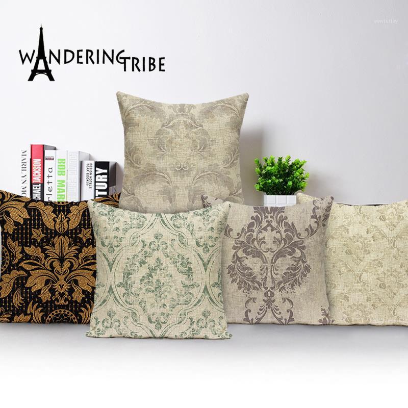 

Vintage Stripe Cushion Cover Shabby Chic Floral Pillow Case Plant Flower Linen Cushions 45X45 Custom Throw Pillows Covers Kissen1, L1629-4