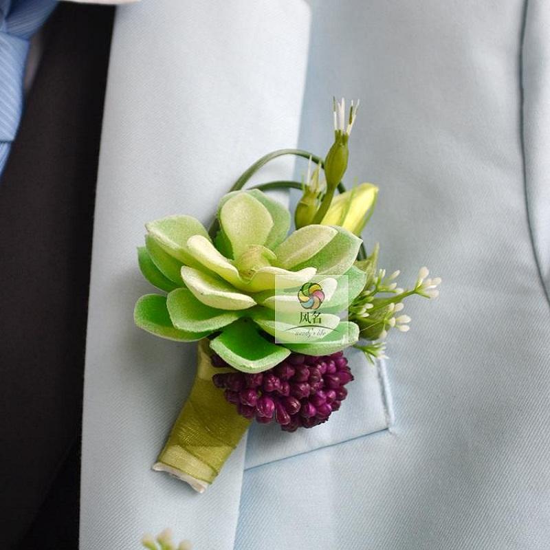 

Meaty plant Groomsman Party Prom Wedding Flowers Wedding Best Man Rose Boutonniere Branches Mix Corsage Pin Groom, Man boutonniere01