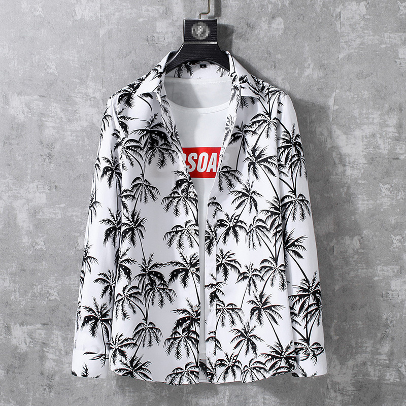 

2021 New Beach Floral for Man Autumn Spring Men's Shirt Long Sleeves Size M-5xl 6xl 7xl 8UI0, 7015-4