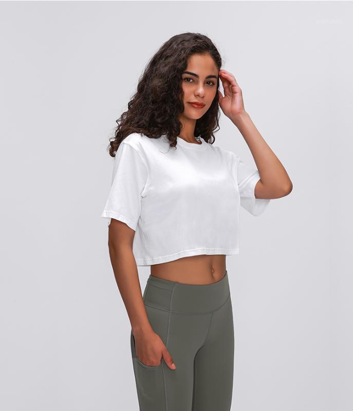

LOTRAVEL Lightweight Cotton Running Workout Crop Top Women Loose Fit Quick Dry Yoga Fitness Short-sleeve Shirts Tee Activewear1, Black