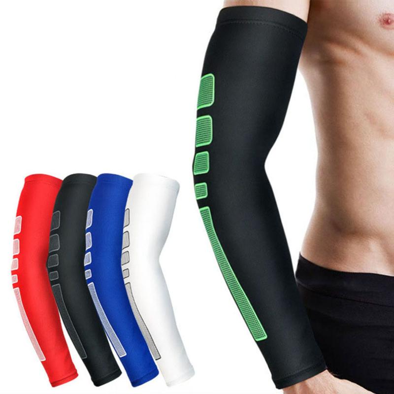 

1PCS Elastic Basketball Tennis arm Sleeve Armband Soccer Volleyball Elbow Protector Pain Pads Support Brace Arm Warmers, White