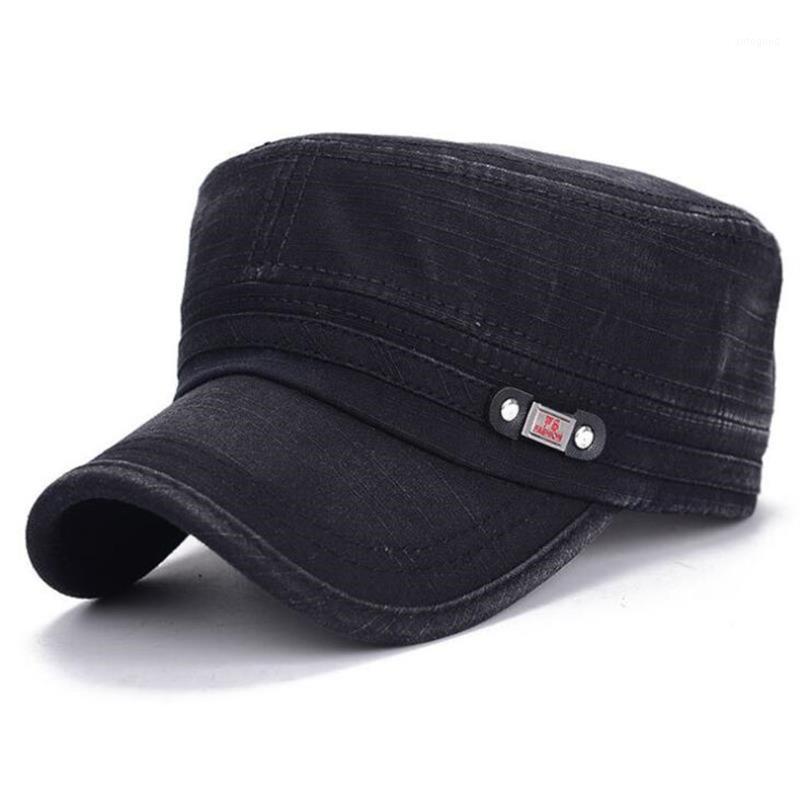 

Wide Brim Hats 2021 Arrival Men's Cotton Polyester Hat Old Washed Flat Cap Plain Vintage Army Cadet Style Cap1, Hc003-29-04