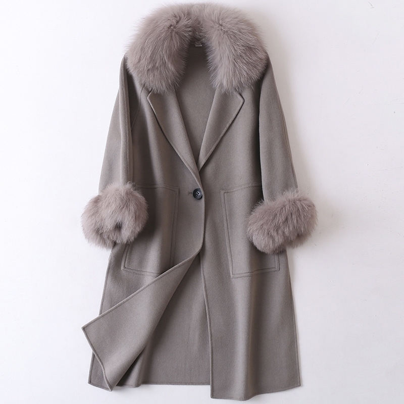 

Women Plus size Autumn Winter Cassic Simple Wool Maxi Long Coat Female Robe Outerwear manteau femme 201104, G02
