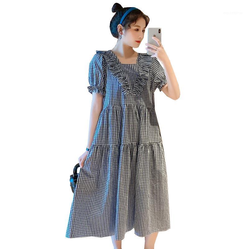 

Summer Maternity Dresses Plaid Pregnancy Summer Dress 2020 Plus Size Cute Maternity Long Dress for Pregnant Women1, As photo