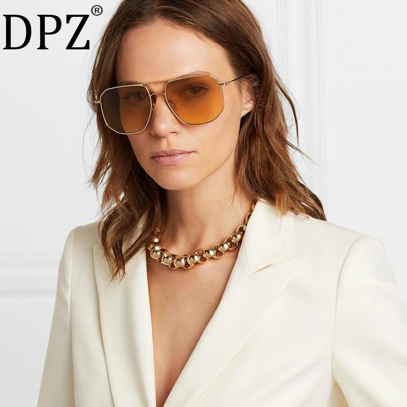 

New fashion pilot sunglasses with double beam frame thin face for women with color gradient ocean slice sunglasses