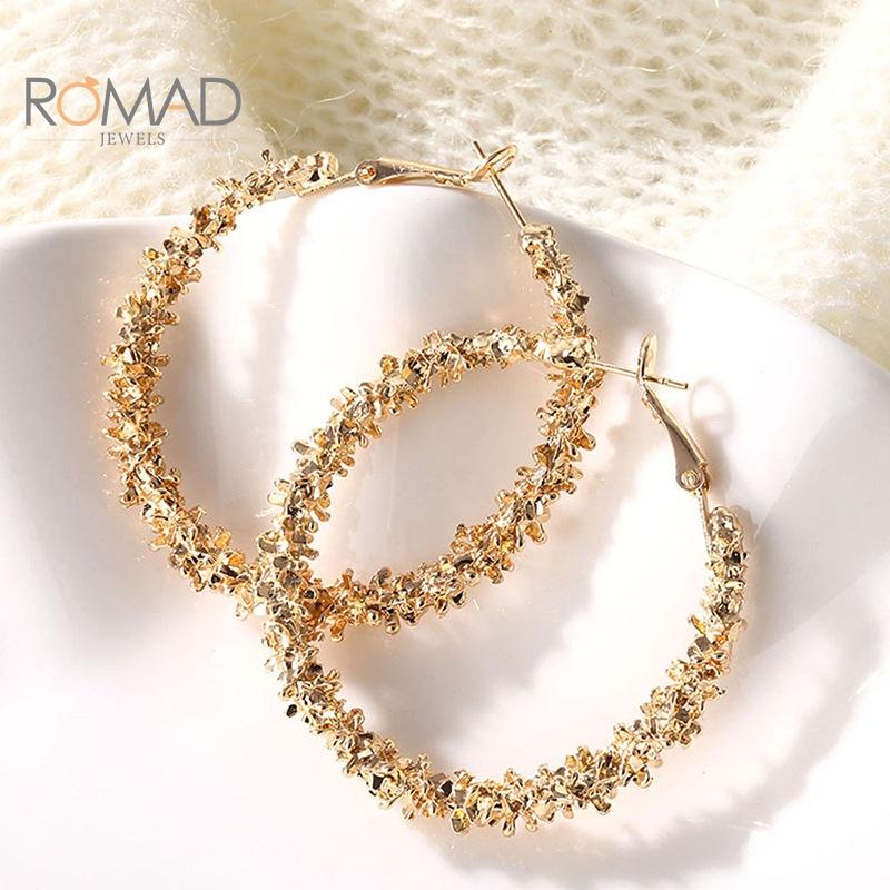 

ROMAD 2021 Circle Round Hoop Earrings For Women Fashion Statement Punk Gold Charm Party Earrings Jewelry Aretes De Mujer #P55