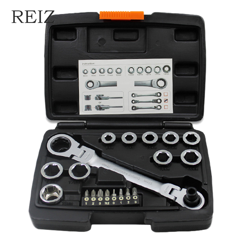 

REIZ 28 In 1 Wrench Set Removable Sockets Double-Ends Adjustable Spanner With Slotted Hex Torx Bits Multitool Repair Tool Kits