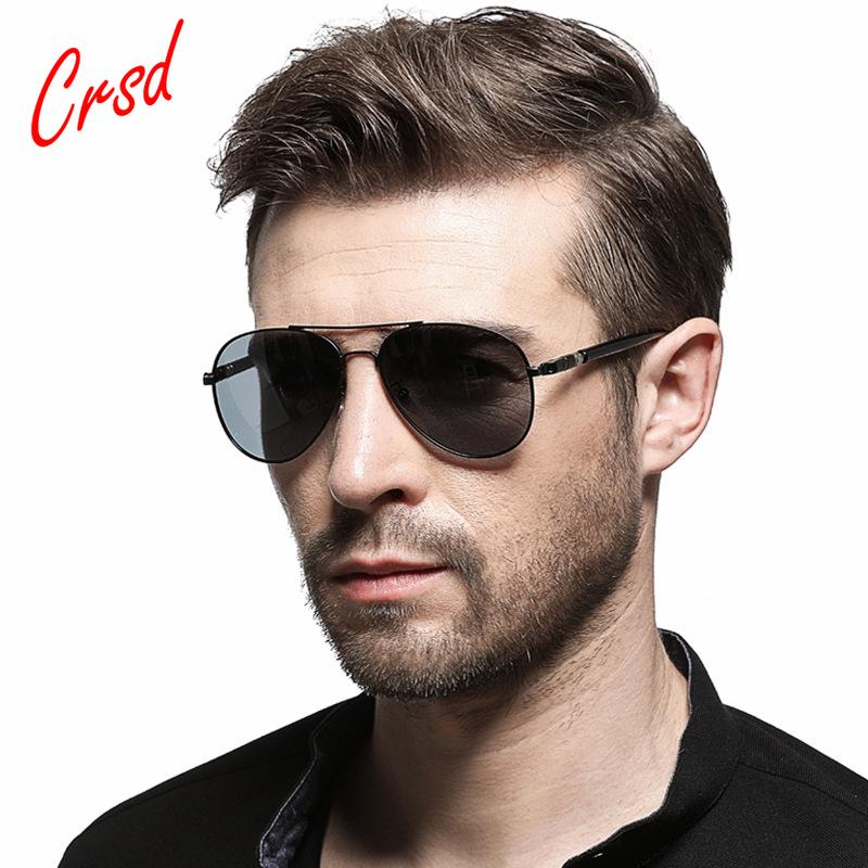 

CRSD New Mens Women Aviation Polarized Photochromic Sunglasses Day and Night Vision Driving Sun Glasses UV400 Titanium Goggles