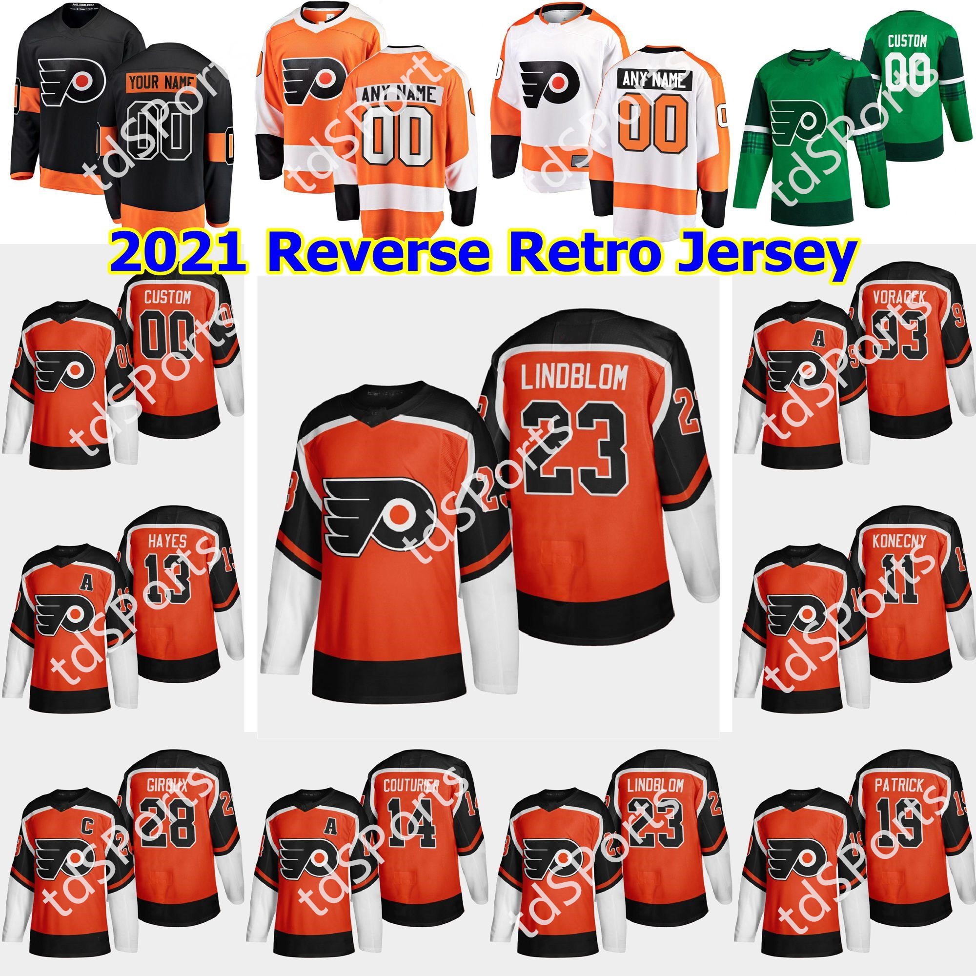 

2021 Reverse Retro Philadelphia Flyers Hockey Jersey Nolan Patrick Jersey Travis Sanheim Philippe Myers Morgan Frost Carsen Twarynski Custom, As shown in illustration
