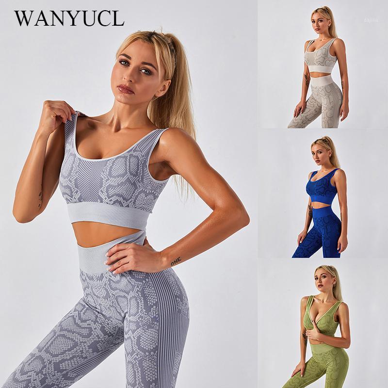 

WANYUCL 2 Piece Sets Snake Print Yoga Sets Women High Waisted Yoga Pants & Sexy Bra Workout Set Fitness Clothing Gym Set1, Brown