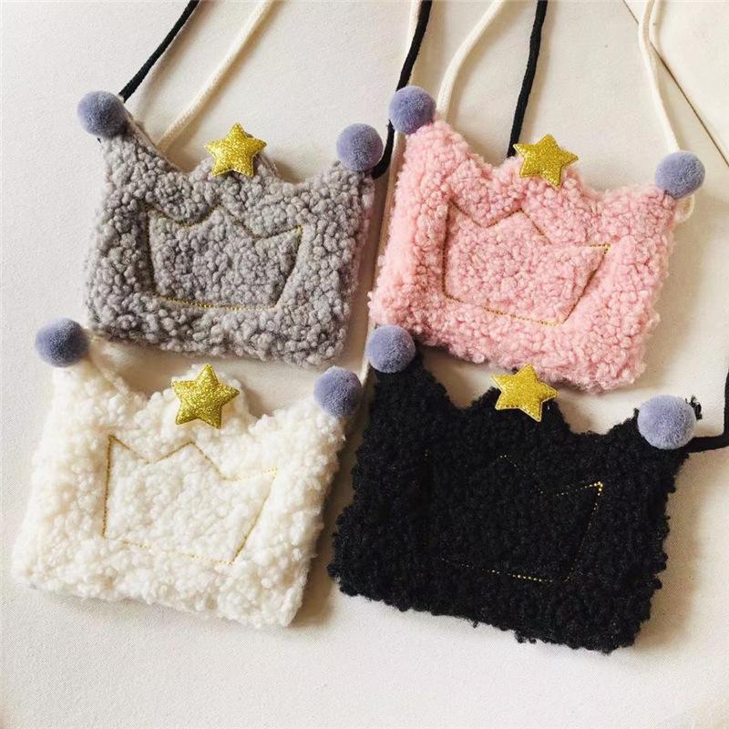

Raged Sheep New Embroidered Crown Kids Plush Bag Children Shoulder Crossbody Bags Baby Girls Princess Girls Mini Handbags Purse, Pink