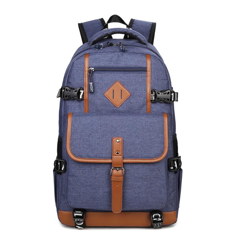 

2021 New Backpack Men'S Junior High School Student Bag Casual Outdoor Travel Backpack Oxford Cloth Computer Bag, Black
