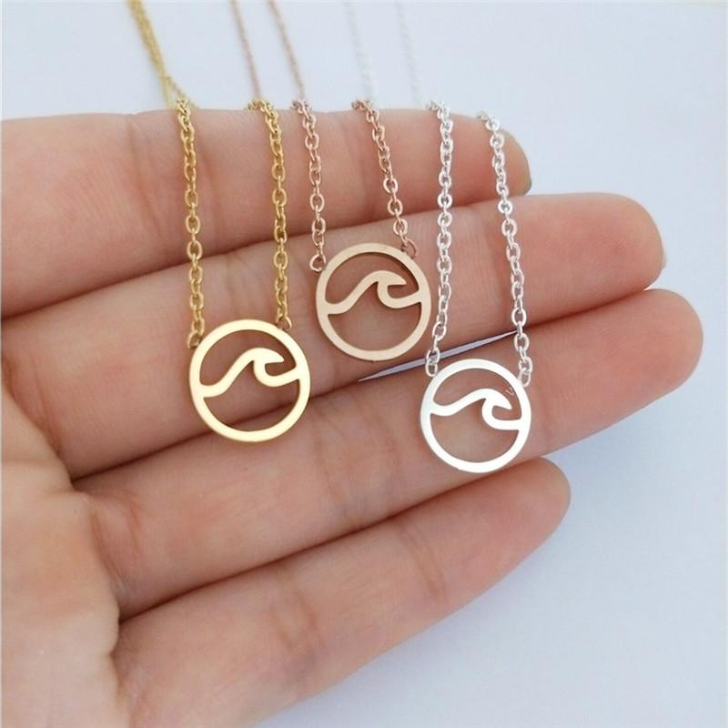 

Chains Circle Charm Choker Simple Wave Statement Necklace Women Beach Jewelry BFF Collier Femme Sea Gull Accesorios Mujer Gold Collare