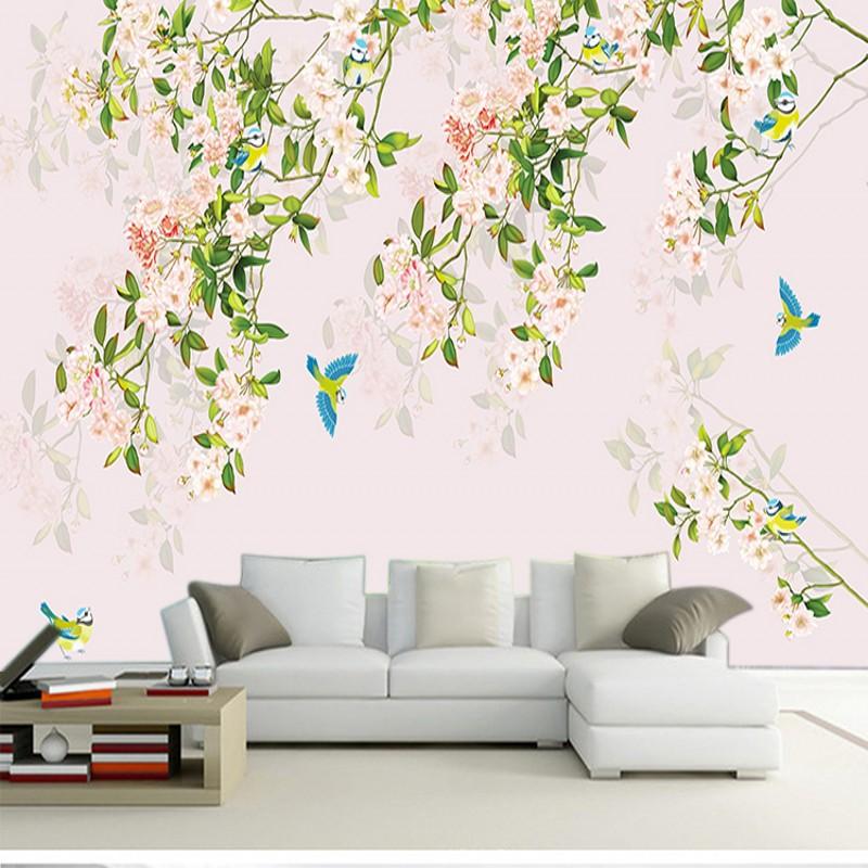 

Dropship Custom Mural 3D Modern Landscape Wallpaper Theme Hotel Restaurant Hand-painted Flower Bird Wallpapers for Living Room, As pic