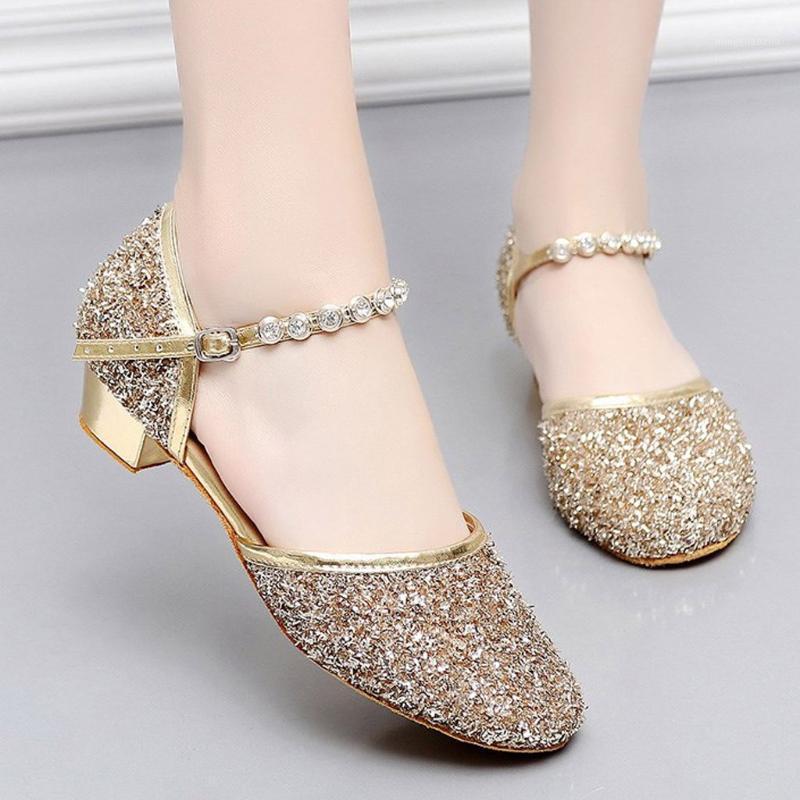 

Sequins sandals women Rumba Waltz Prom Ballroom Latin Dance Shoes Square Dance Crystal women's summer footwear chaussures femme1, Gold