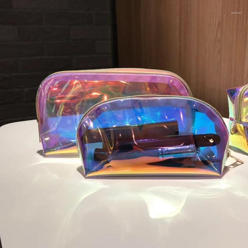 

2020 new ladies cosmetic bag PVC waterproof color transparent wash bag storage women's1, Pink